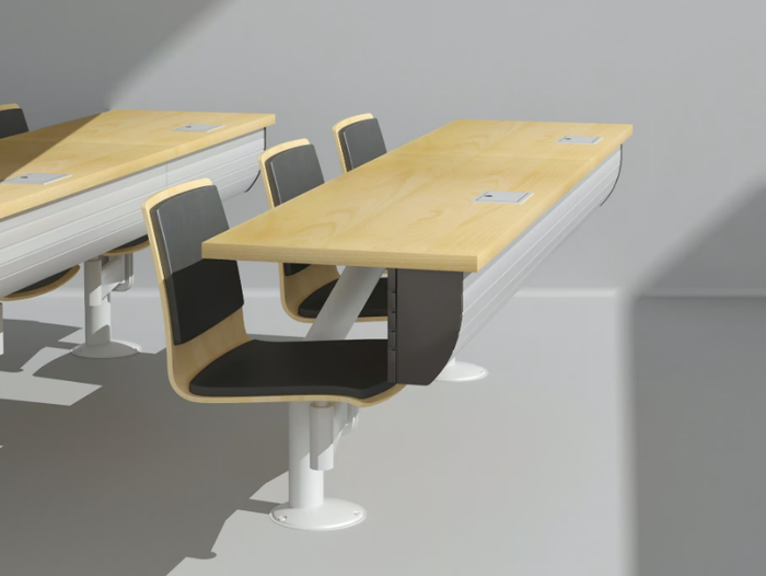 THESI - Modular bench desk with integrated chairs _ Ares Line